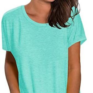 Saloogoe Womens Loose Fit Tshirts Short Sleeve Summer Tops